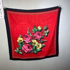 Vintage Red Rose Scarf Paralyzed Veterans of America  33"